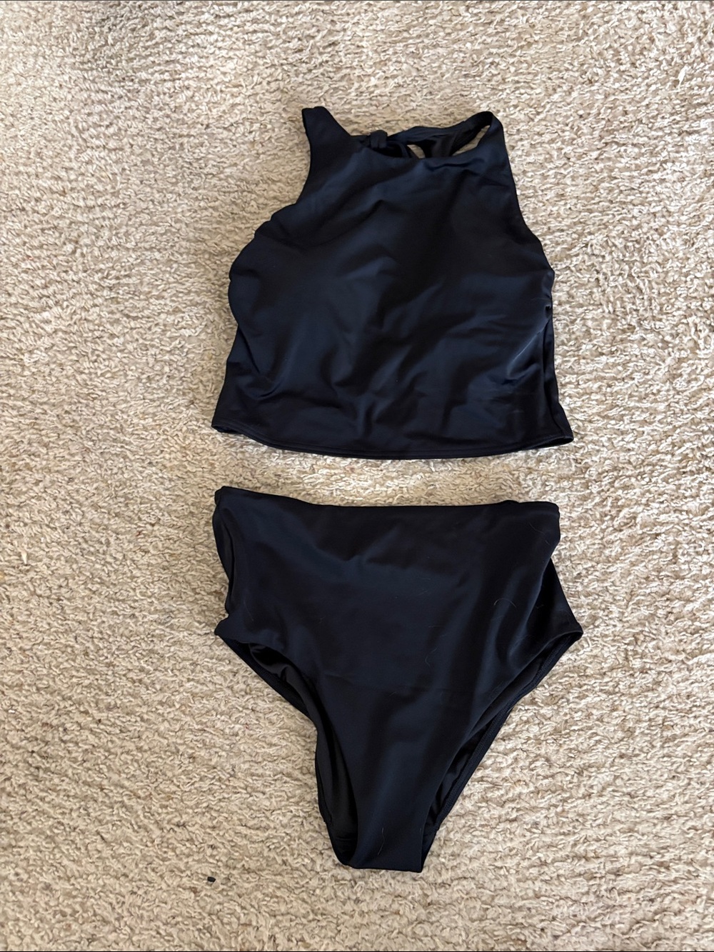 NWT Black High-Waist Two-Piece Swim Set by Lands End